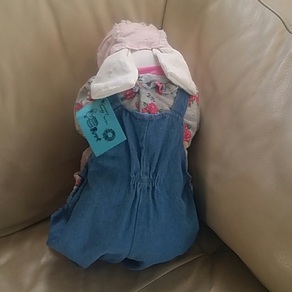 Adorable Sock Bunny holding Teddy Bear - Picture 2 of 8